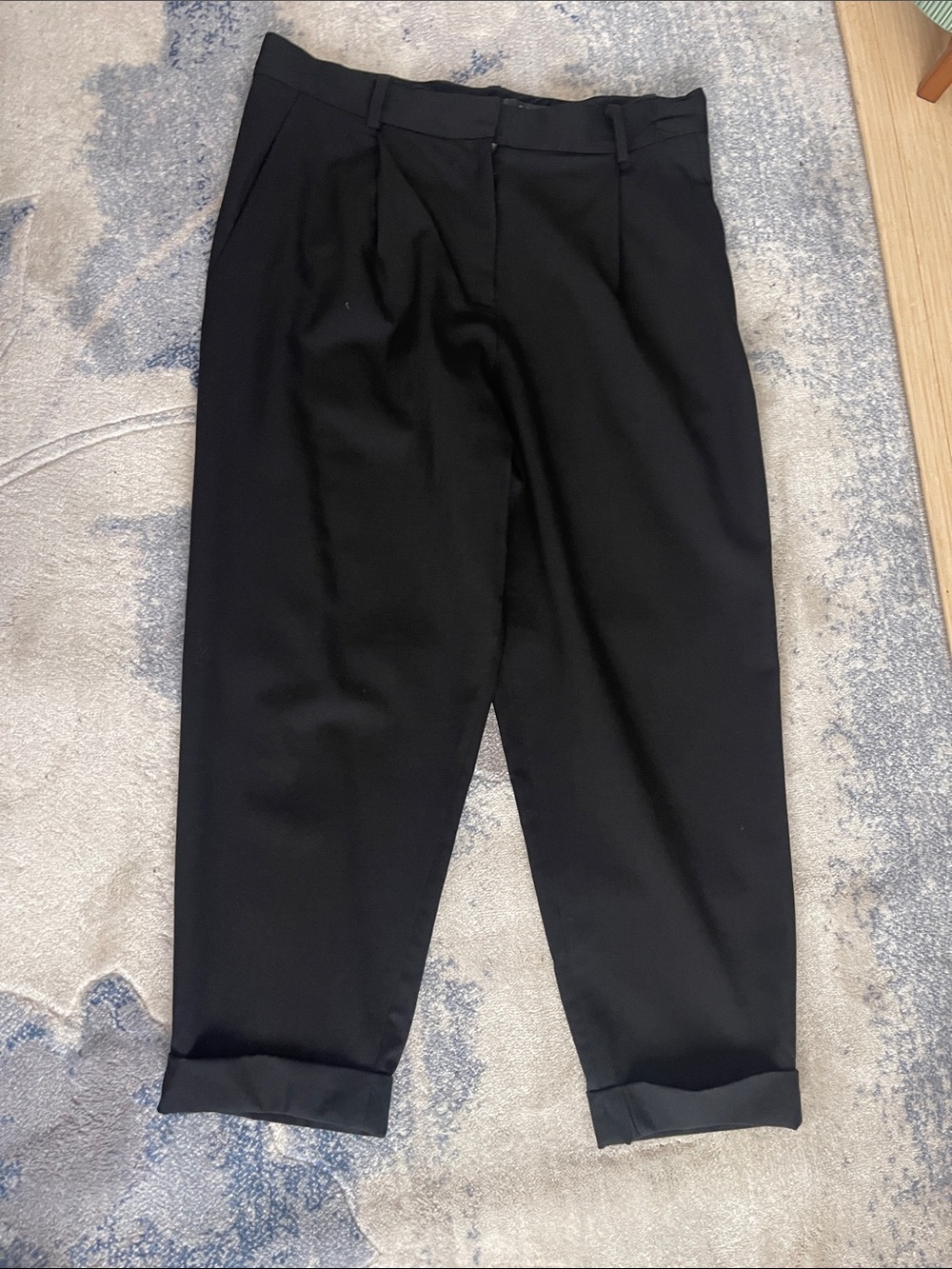 COS Black Pleated Tapered CROPPED Dress Pants us 8